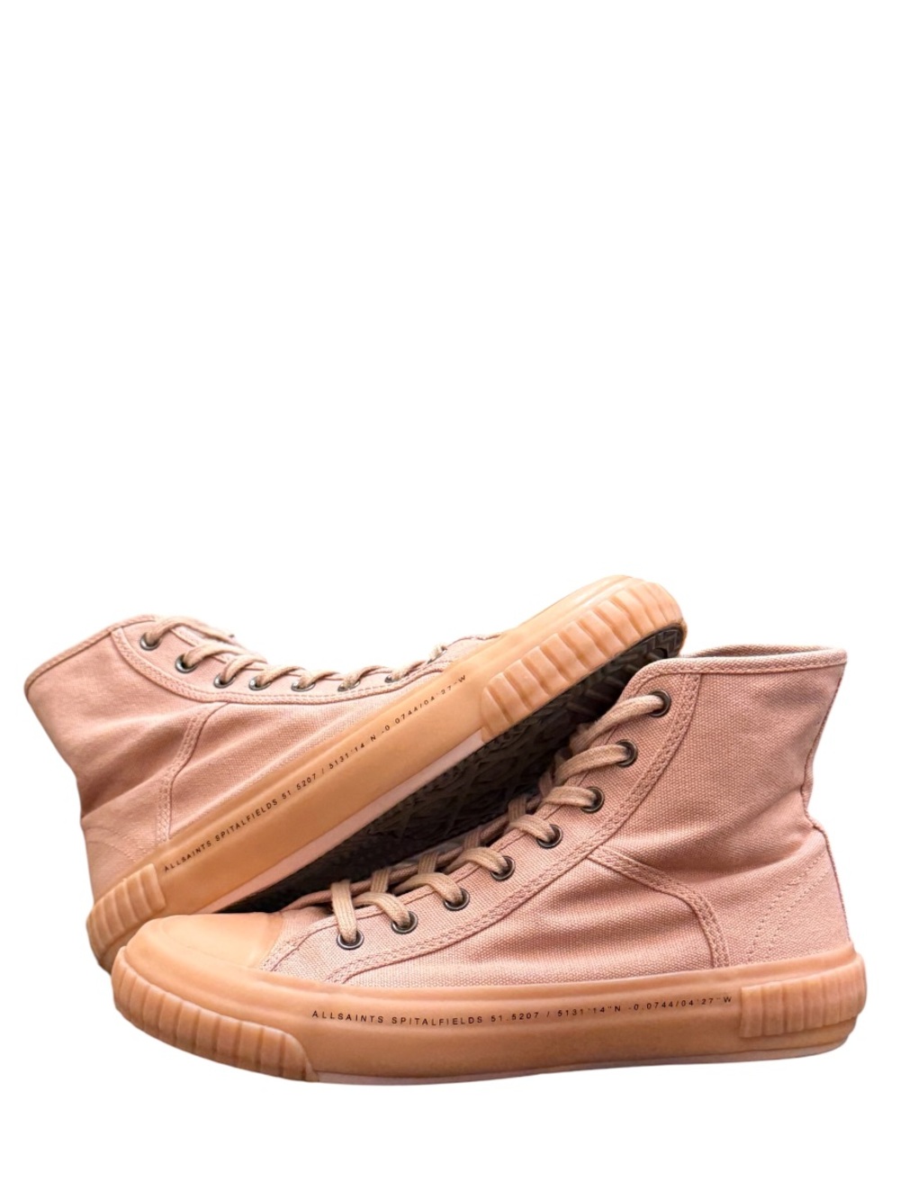 ALLSAINTS - PINK CANVAS PINK TRANSLUCENT RUBBER SOLE “GHOST DANA HIGH” SNEAKERS